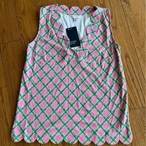 crown & ivy Pink and Green Scalloped Shift top Small NWT